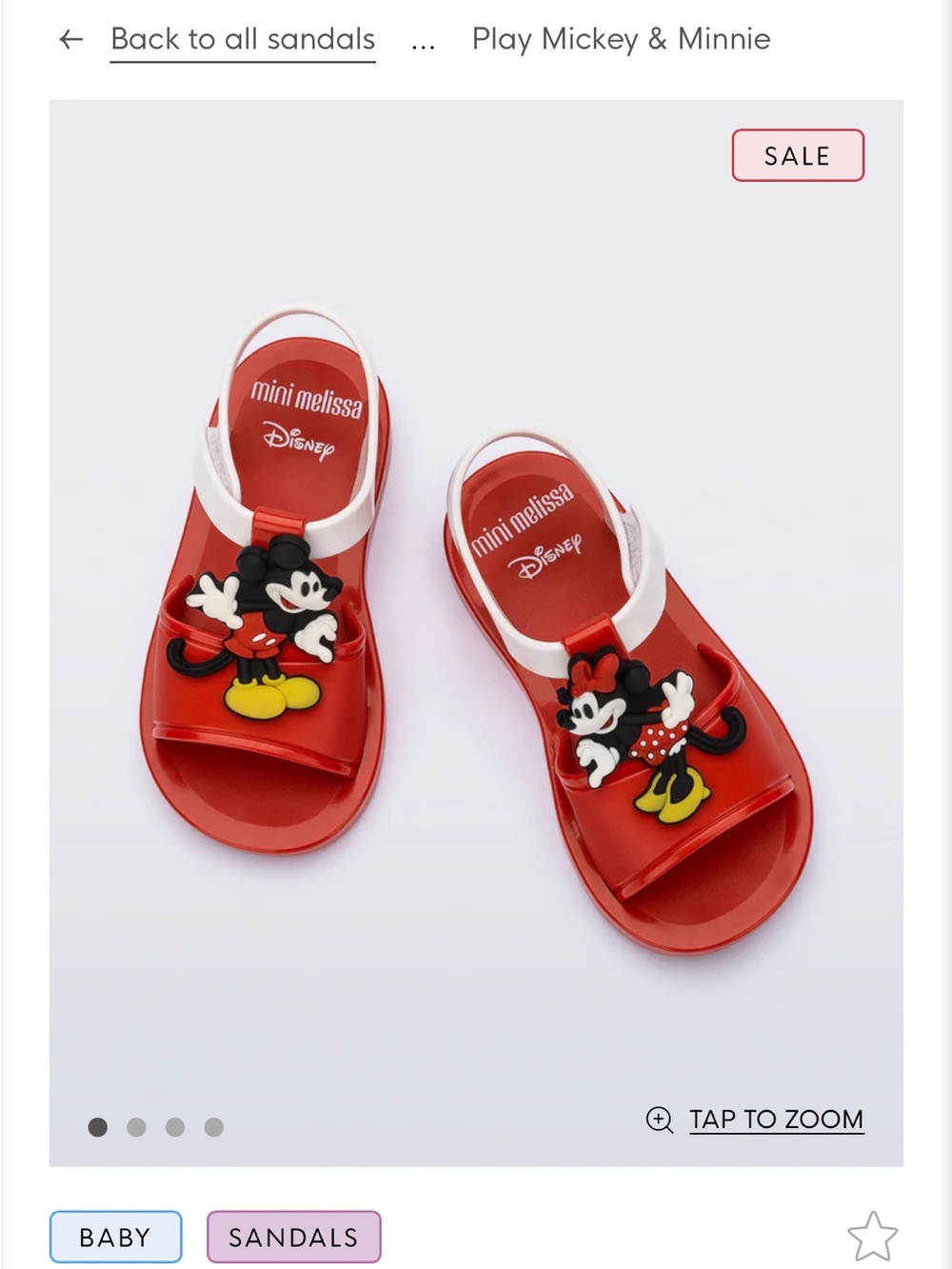 Mini Melissa Red Mickey & Minnie Kids Sandals